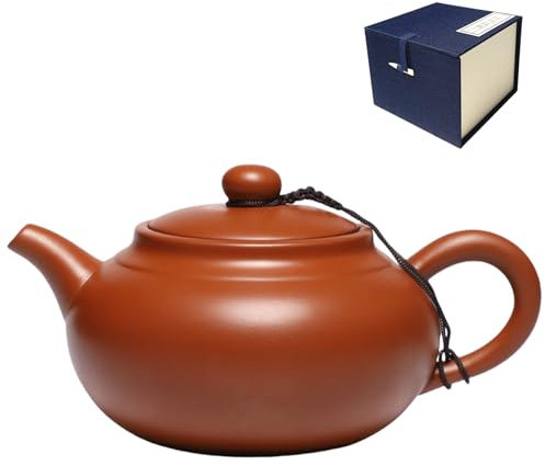 NIUKOMY Tetera de Arcilla Púrpura, Tetera Yixing 400 ML, Teteras de Arena Morada, Tradicional Zisha Teteras Kung Fu China, Hecha a Mano de Arcilla con Caja, Marron Rouge