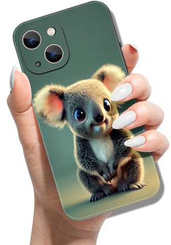 Handyhülle für iPhone 14 6.1 Hülle Tier Muster Motiv Weich TPU Silikon Schwarz Case für Mädchen Jungen Dünn Slim Soft Cover - Koala Bär