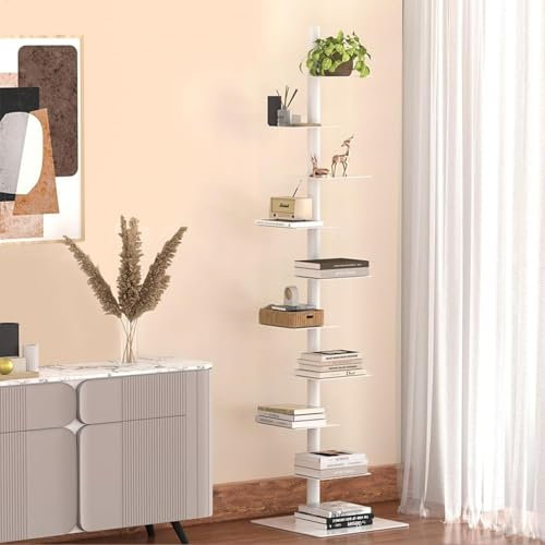 Generisch Vertikaler Bücherturm Mit 9 Etagen,Bücherturm Aus Metall Wirbelsäule Bücherregal,Bücherturm Freistehend Mit 9 Etagen,360° Drehbares Für Studie, Wohnzimmer, Büro, Schlafzimmer