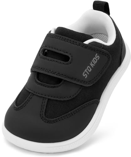 STQ KIDS Zapatillas Niño Barefoot Deportivas Clásicas Moda Primeros Pasos al Aire Libre Calzado Respetuoso Bebe para Mejor Regalo Negro 22 EU