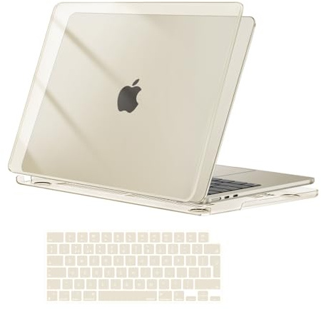 MOSISO Kompatibel mit MacBook Air 13 Zoll Hülle M5 M4 M3 M2 2026 2025-2022 | Ultradünne Hartschale Hülle für MacBook Air 13,6 Zoll A3449 A3240 A3113 A2681 & Tastaturschutz, Kristall Polarstern