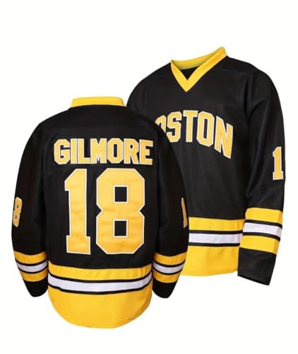 Happy Gilmore Oversized Boston Ice Hockey Jersey Shirt Top 1996 Comedy Golf Film 90s Sports Fancy Dress (UK, Alpha, XL, Regular, Regular, Black)