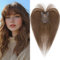 Benehair Echthaar Hair Topper für Frauen, 100% Echtes Haar Clip in Topper, 21g Echthaar Topper mit Bange, Menschliches Haar Topper Spitze Basis, Dunkelbraun Toppers für Frauen mit Dünnem #4