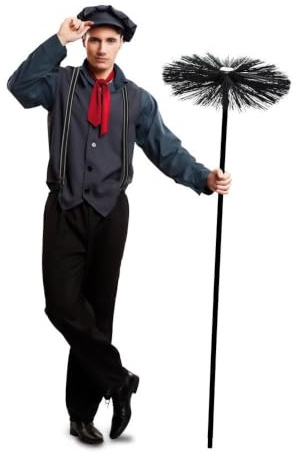 My Other Me - Costume spazzacamino uomo adulto nero taglia M/L | Include berretto, foulard, camicia, bretelle e pantaloni