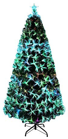 FIVMEN Künstlicher Weihnachtsbaum 240 cm Künstliche Weihnachtsbäume mit Metall Ständer Tannenbaum mit Farbiger Glasfaser Christbaum Kunstbaum Automatischer Farbwechsel