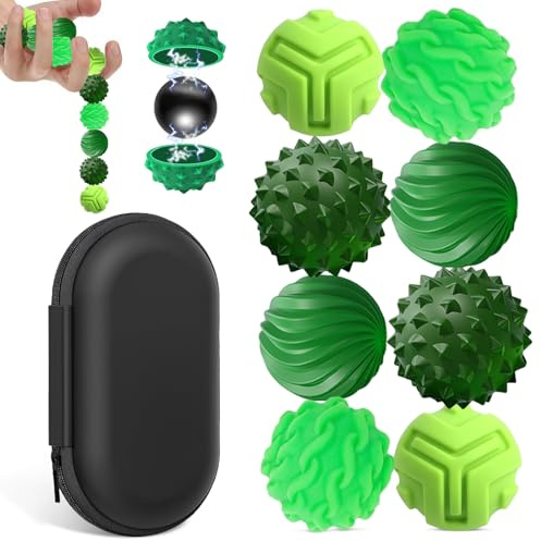 8 pcs Magnetische Fidget Toys,Magnetic Fidget Balls,Silikon Magnetkugeln Anti-Stress Bälle,Sensorik Spielzeug für Erwachsene und Kinder,Sensorische Magnetische Kugeln Set,Stressabbau,Entspannung（Grün）