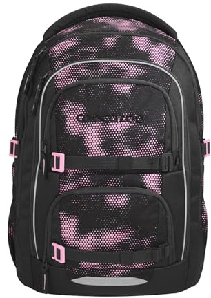 coocazoo Porter Schulrucksack „Pink Illusion”, schwarz-pink, ergonomischer & anpassbarer Tornister, höhen- & größenverstellbar, mit Brustgurt & Hüftgurt, ab der 3. Klasse