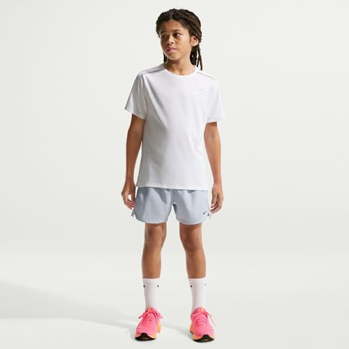 NIKE Miler Dri-Fit Kurzarm-Oberteil Für Ältere Kinder, White/White/Htr/Reflective Silv, IF2425-100, M