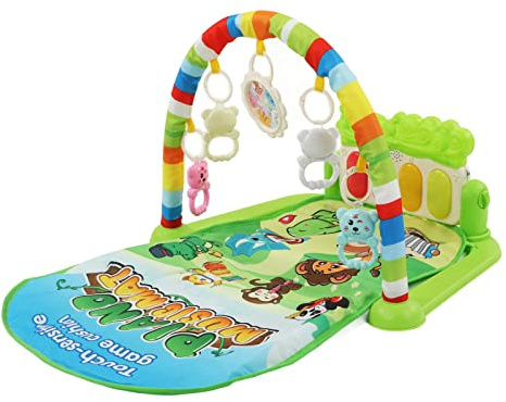 Omquot Pädagogische Baby-Fitness-Aktivitätsmatte, Kick-Play-Klavier mit Tonlicht für die Musikentwicklung von Säuglingen, Grün