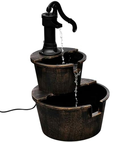 Kaloriko Fontaine décorative Design Pompe de puits Bronze, Cascade Bassin Jet Eau avec Pompe électrique 6 W, 47 x 41 x 69 cm, Usage intérieur, décoration Maison Salon Patio Ambiance Zen relaxante