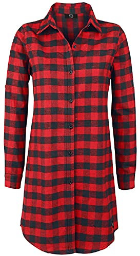RED by EMP Femme Robe Chemise Rouge Noire à Carreaux S