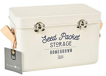Burgon & Ball Seed Packet Storage Tin, Stone Cream