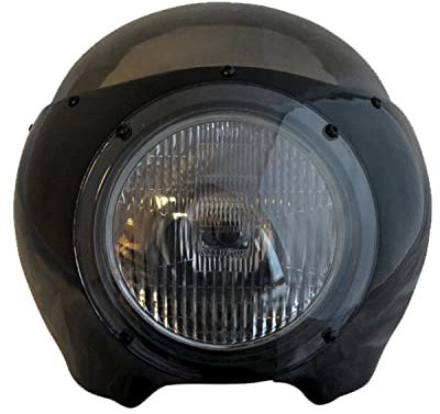 Schwarz Cafe Racer Verkleidung Cowl mit Getönt Windschutzscheibe und 6 3/4 Schwarz Scheinwerfer