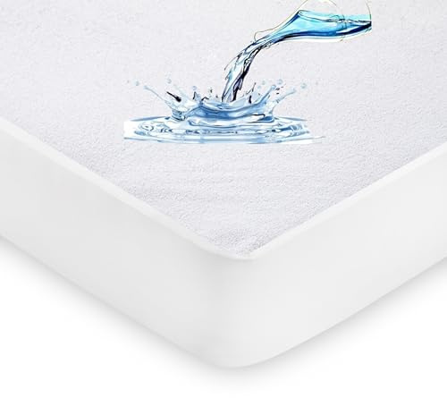 IMFAA 100% Waterproof Mattress Protector-Extra Deep 40 Cm Stretch Skirt–Super King(182x200) Cm Terry Towel Mattress Topper–Anti Allergy and Breathable Fitted Mattress Cover. (Super King(182x200+40)Cm)