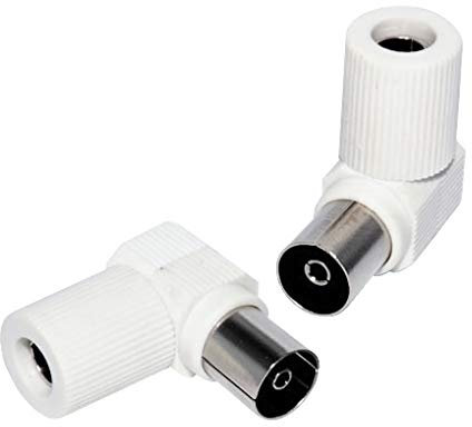PremiumCord Connettore Antenna TV IEC Femmina ad Angolo, 75 Ohm, Colore Bianco