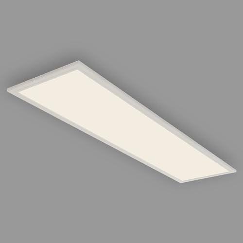 BRILONER - LED Deckenlampe mit Bewegungsmelder, flach, neutralweiße Lichtfarbe, Lampe, Deckenleuchte, Wohnzimmerlampe, LED Panel, Küchenlampe, Deckenbeleuchtung, 119,5x29,5x6,5 cm, Weiß