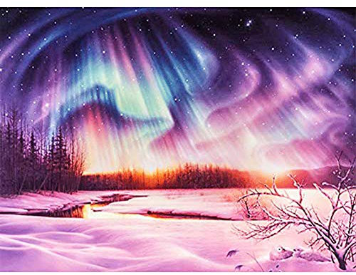 5D Diamond Painting Diamant Malerei Painting Bilder, Wowdecor Bunt Aurora Schnee Universum Full Set Groß DIY Diamant Gemälde Malen Nach Zahlen