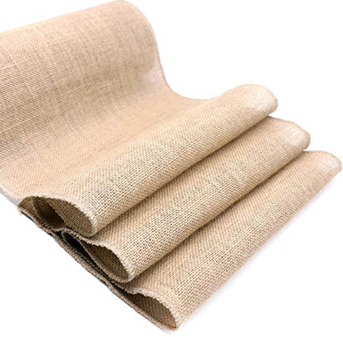 30CM x 1000CM Chemin de Table Toile de Jute - BIT.FLY Toile de Jute Rouleau Chemin de Table Suture Complète du Bord, Très pour la Décoration de Table pour Mariage Fête