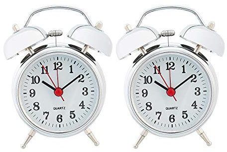 PEARL Retro Wecker: 2er-Set nostalgische Retro-Glockenwecker mit Quarzlaufwerk (Mechanischer Wecker, analog, ohne Ticken)