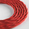 Klartext - Cavo tessile trecciato LUMIÈRE per illuminazione, 3x0,75mm, Rosso, 3mt.|Attenzione: cavo terra incluso! Massima sicurezza anti scossa!