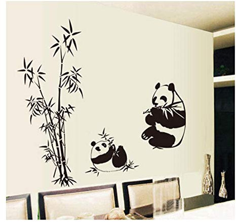 Stickers Muraux Pour Chambres D'Enfants Décoration De Chambre À Coucher Sticker Mural Maison De Style Chinois Décorer Des Autocollants En Bambou Et Panda