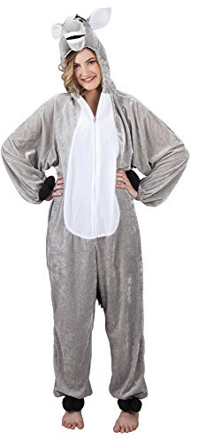 narrenkiste B88010-165 grau-weiß Kinder Damen Herren Esel Overall-Kostüm bis max.165 cm Körpergröße