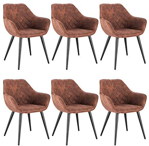 WOLTU Esszimmerstühle 6er Set Küchenstühle Wohnzimmerstühle Polsterstühle Sessel, Armlehnstühle mit Rückenlehne, für Esszimmer, Küche, Wohnzimmer, Stoffbezug, Metallbeine, Dunkelgrau, BH231br-6
