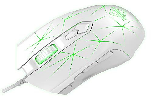 Lomiluskr AJ52 Gaming-Maus mit Kabel, programmierbare 7 Tasten, Computermäuse mit RGB-LED-Hintergrundbeleuchtung, 500-2750 dpi verstellbar, für Windows/Mac OS/Linux (Sternweiß)