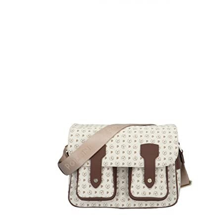 Pollini BORSA A TRACOLLA HERITAGE PVC AVORIO - PE20 (Avorio/Marrone)