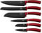 Berlinger Haus Burgundy Juego 6 Cuchillos Cocina Profesional, Hoja Acero Inoxidable Recubrimiento Antiadherente Cocinero, Cebollero, Pan, Santoku, Pelar, Mango Ergonómico, Metallic Line Rojo (BH-2542)