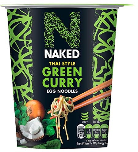 NAKED Noodle, Vegetarian Thai Style Green Curry Egg Noodles Pot, 78 g (Pack Of 6)