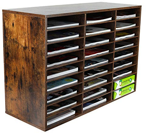 EasyPAG Aktensortierer aus Holz, Zeitschriften, Papieraufbewahrung, Klassenzimmer, Briefkasten für Zuhause und Büro, 27 Fächer