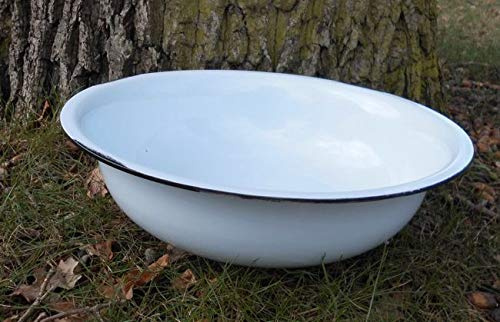 Deko-Impression Eisenschale Eisenschüssel Pflanztopf Pflanzschale Emaille-Optik weiß D 40 cm