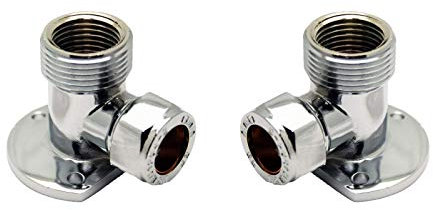15mm x 3/4 Pair Exposed Shower Valve Back Wall Plate Elbow Chrome Bar Mixer