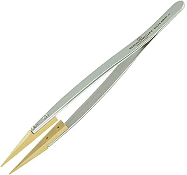 Bergeon Kornzange 6571-BUR-3, BUR Form 3 mit Holzspitzen, Uhrmacherwerkzeug