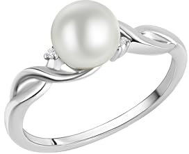 Zeeme Pearls Damen Ring 925/- Sterling Silber Glänzend Perle weiß 379270402