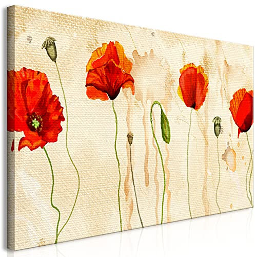 murando Wandbild Mega XXXL Blumen MohnEinteiliger XXL-Format Kunstdruck zur Selbstmontage Leinwandbilder moderne Bilder DIY Wanddekoration Wohnung Deko rot beige Natur