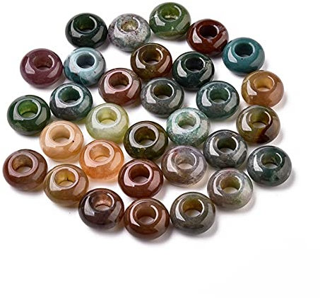 PandaHall Edelsteinperlen mit großem Loch, europäische Perlen, natürliche und synthetische Steinperlen, 12 x 6 mm, Chakra-Heilung, Abstandhalter, lose Perlen für europäisches Charm-Armband, Loch: 5