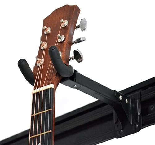 Gitarrenständer Guitar Stand Gitarrenhalter Wandmontierter Gitarrenständer mit 5 Haken, 120 cm (48) lang Schwerlast Schwarze Aluminium-Lamellenwand, Hängend Aufbewahrungshalter für Instrumentendispla