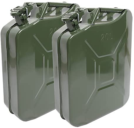 QIaoob 20L (5 galones) Can Portátiles de Gas - Almacenamiento de Combustible, Poder Petrol, Puede Diesel, Envase de Almacenamiento de Agua, para automóviles para Motocicletas, Conjunto de 2