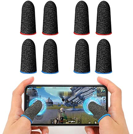 Janerowee Lot de 8 Mobile Game Finger Sleeves, Gants de Jeu Haute Sensibilité pour Le Pouce et Les Doigts, Anti-Transpiration Respirant, pour Tous Les Jeux et appareils Mobiles