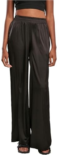 Urban Classics Damen Women's Satin Wide Leg Trousers Pants, Schwarz, 4XL EU