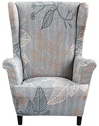 Highdi Kinder Ohrensessel Überzug, Sessel-Überwürfe Ohrensessel Schonbezüge Bezug Sesselhusse Elastisch Stretch Tiger Stuhlbezug mit Armlehne Hohe Rückenlehne Universal (Herbstblätter)