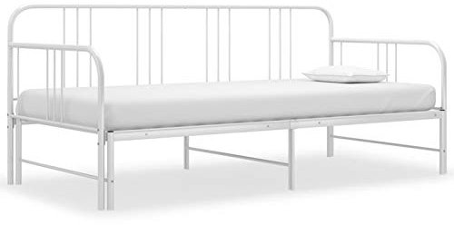 Festnight Ausziehbett Metallbett 90x200 Tagesbett Ausziehbar Schlafsofa Sofabett Bettsofa Ausziehsofa Gästebett Jugendbett Bett Metall Bettgestell Funktionsbett Schlafcouch