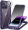CENHUFO Antiespia Funda iPhone 14 Pro MAX, con Protector Pantalla Cristal Templado Antiespia y Protector cámara, Carcasa Antigolpe 360 Grados Transparente Doble Capa Privacidad Case -Morado Oscuro