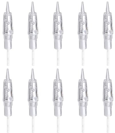 CP 10 Stück Permanent Make Up Cartridges 1R/1P Edelstahl Einweg Cartridge für Permanent Make Up Maschine für Augenbrauen,Eyeliner