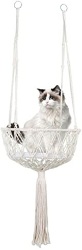 Bett Für Katzen, Schaukel Für Katzen, Makramee-Katzen-Hängematte, Katzenschaukel Hängematte, Boho Cat Swing Bed Entworfen, Handgewebtes Katzen-Hängemattenbett Für Katzen Und Kätzchen Schlafen Spielen