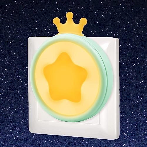 Annmore Nachtlicht Steckdose Kinder Dämmerungssensor Stilllicht Baby Erstausstattung Neugeborene Schlummerlicht Kinderzimmer Wandlicht für Treppen, Eingangsbereich, Flur, Küche (Grün)