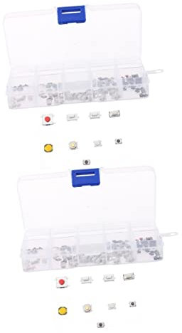 VILLCASE 200pièces Bouton-Poussoir Tactile Kit Assortiment Pratique pour Électronique Et Appareils Domestiques Facile à Installer Et Compact Boîte De Rangement