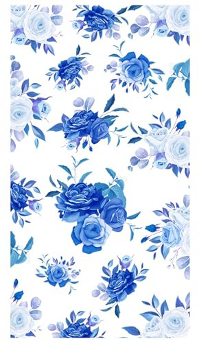 Kolaxen Florale Servietten, 33 x 39 cm, Blumen-Servietten, 3-lagig, blaue Blumen, Einweg-Papierservietten für Badezimmer, Hochzeit, Geburtstag, Urlaub, Babyparty, Party, 100 Stück